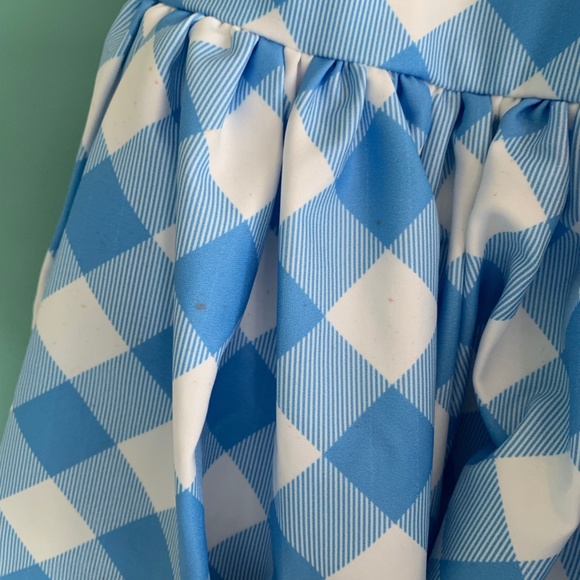 Unique Vintage Blue Gingham & Butterfly Darcy Swing Dress - Picture 5 of 6